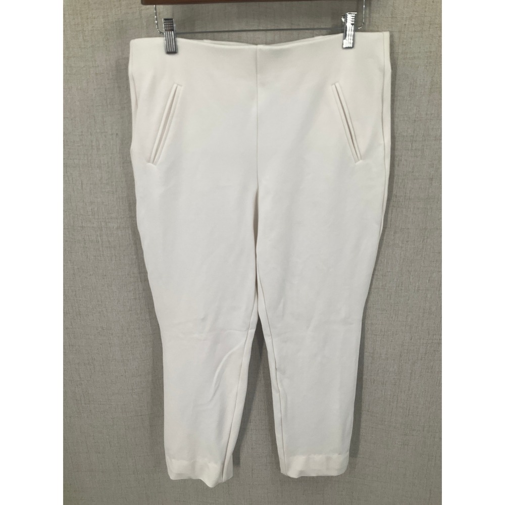 Chico's Trousers Women 0.5 Size 6 White Classic Minimalist Slim Pull On Ankle